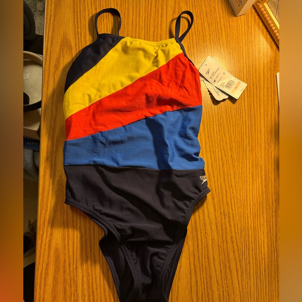 Speedo Swim One Piece - navy blueYellow, Red, and Blue